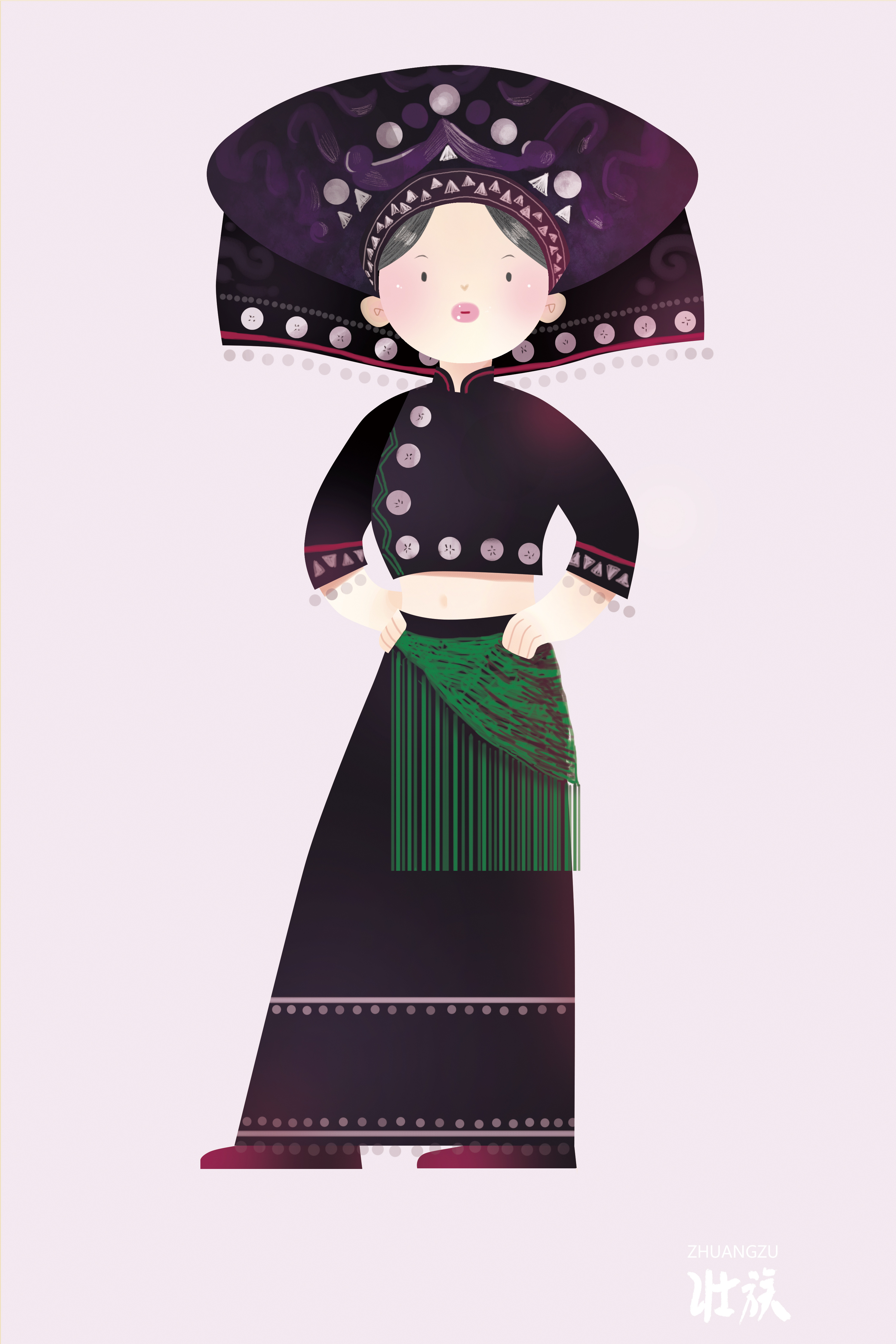 中国传统服饰手绘图,中国各民族传统服饰绘画作品图片