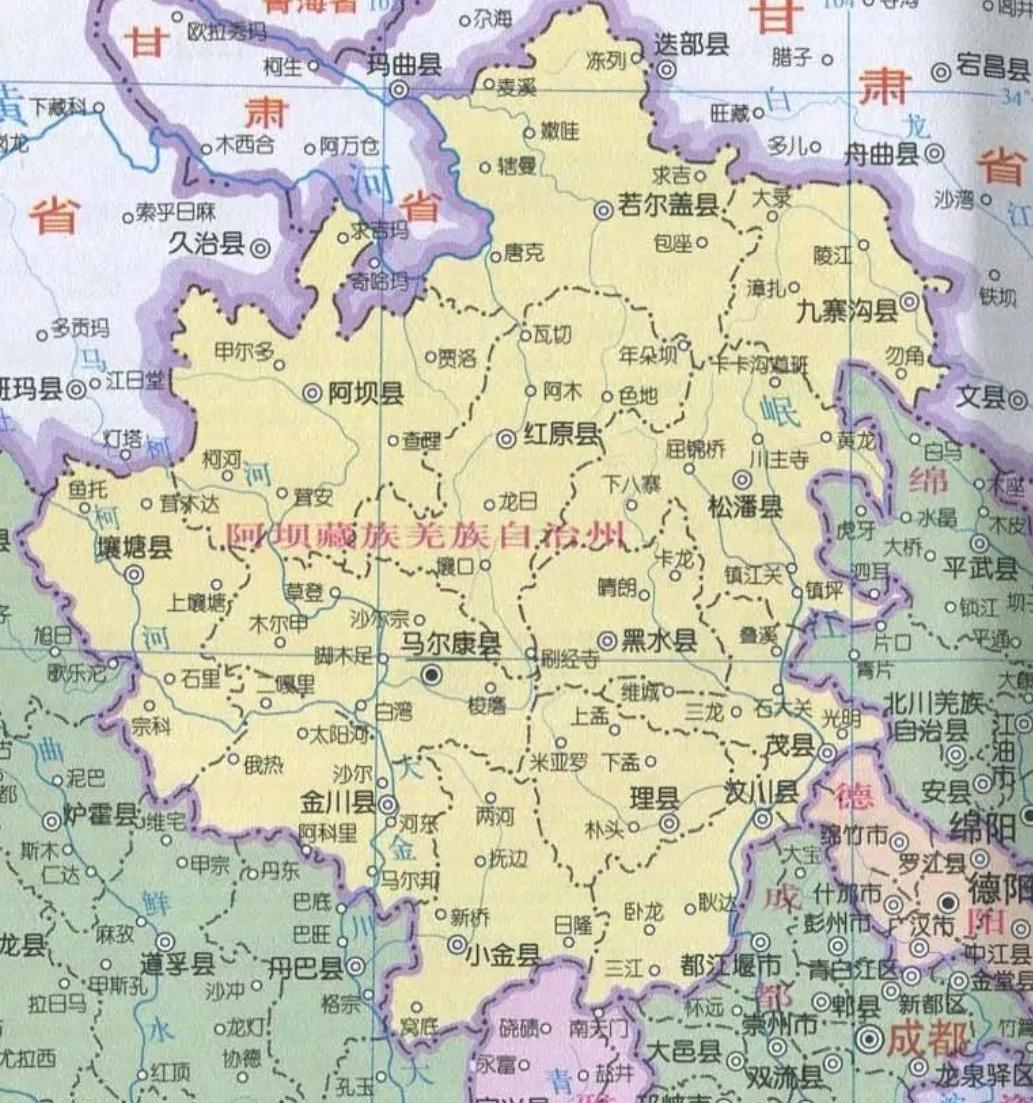 四川阿坝州的景点地图,四川阿坝甘孜旅游地图