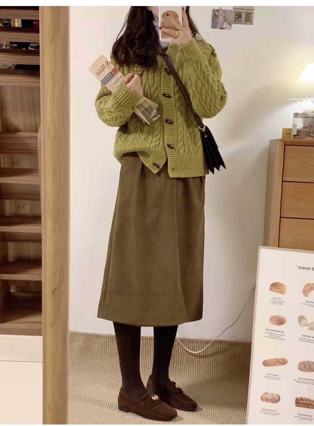 杏色针织开衫配什么内搭图片,针织开衫外套配什么衣服好看