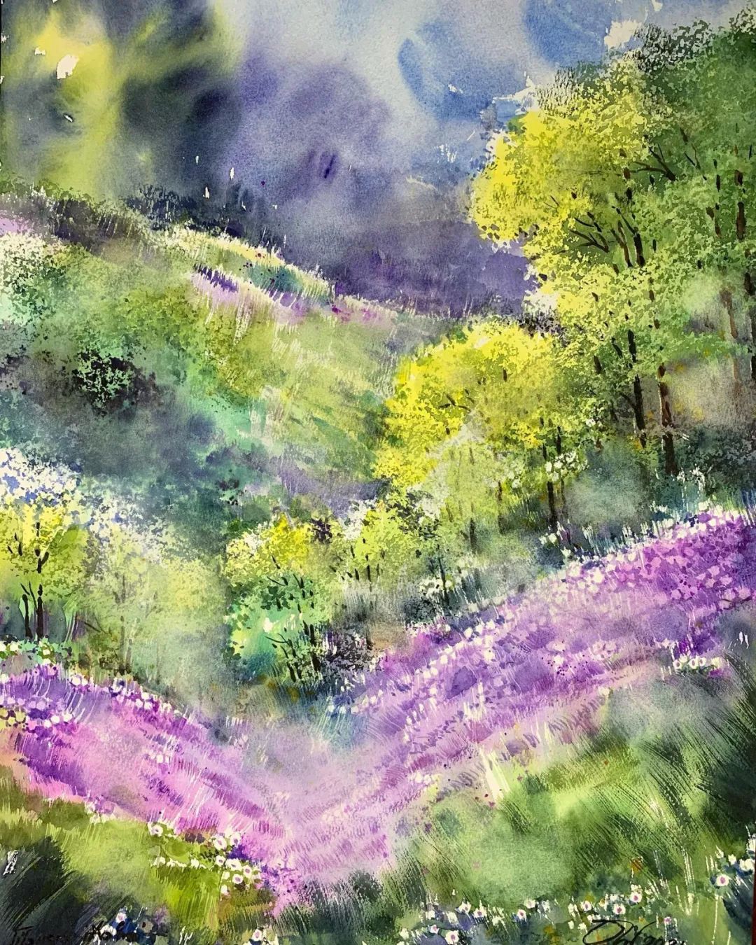 泰国水彩,泰国水彩画家绘画过程