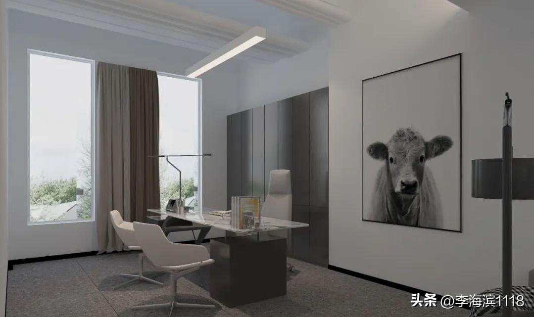 黑白灰异形办公室设计,深灰色系办公室设计赏析