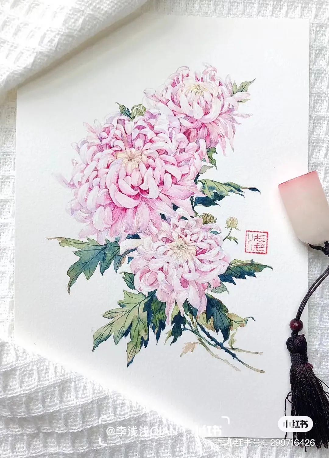 水彩中国风风景简单,古风水彩花卉简单又好看