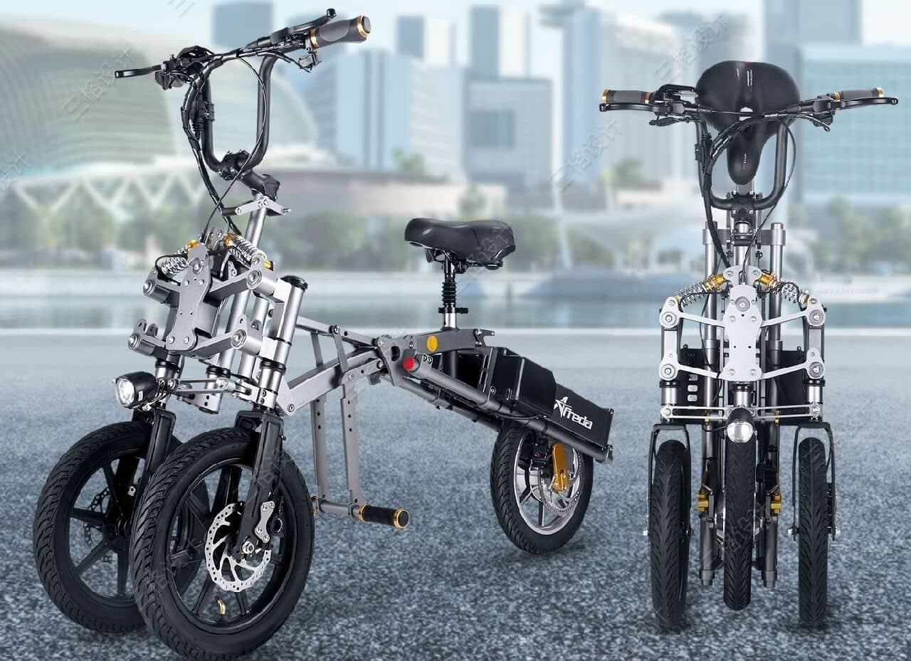 趋步折叠电动自行车,简行折叠倒三轮电动自行车