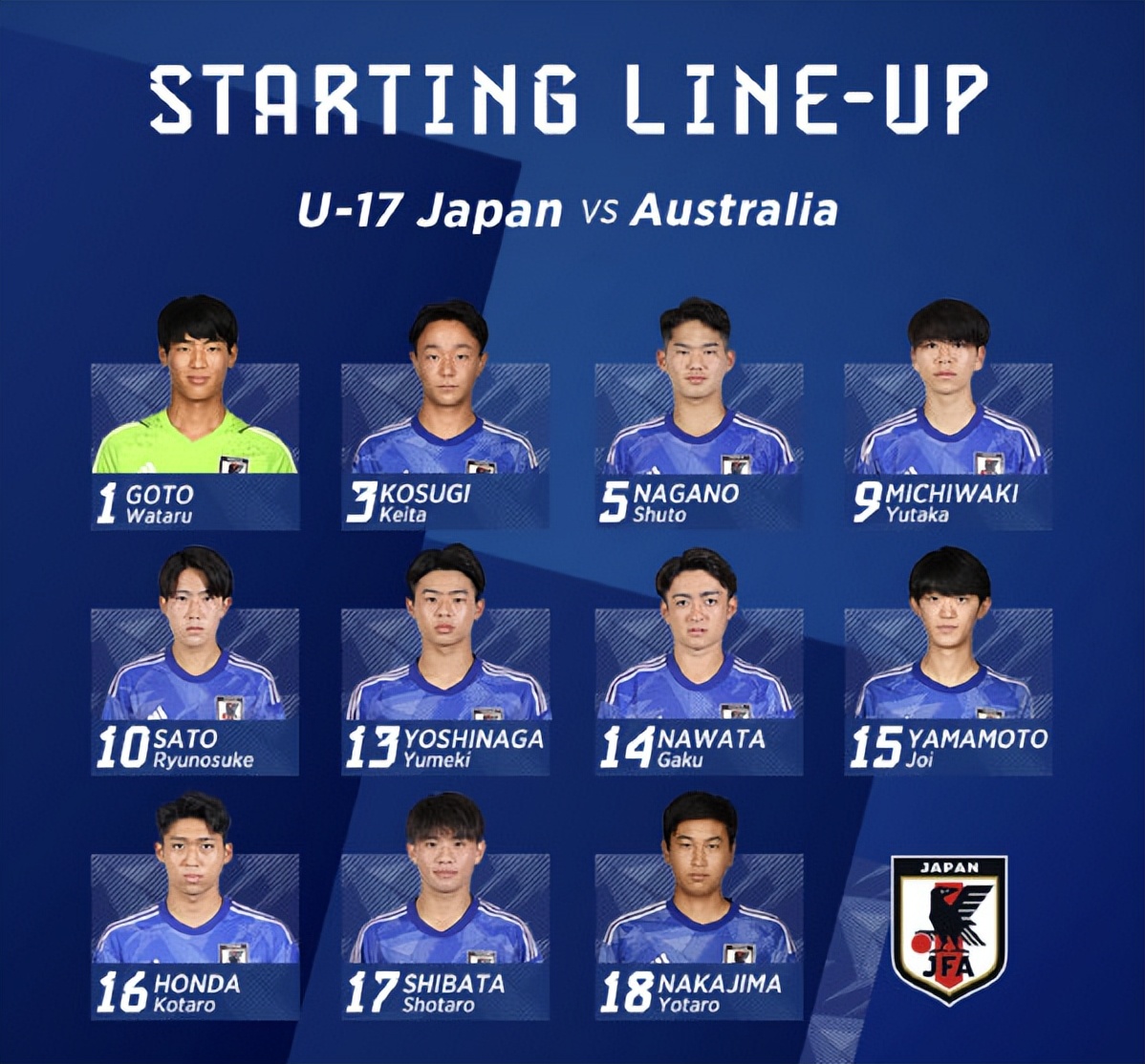 国青u17日本u17,u17亚洲杯日本vs澳大利亚比赛时间