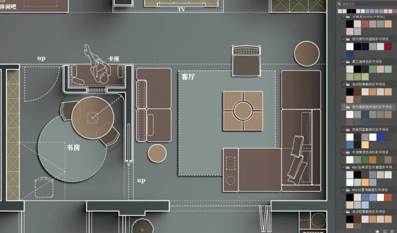 用了这PS材质配色预设，轻松搞定彩平图