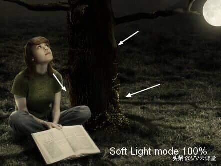 在Photoshop中创建带有月亮的树的超现实图稿，VV云课堂教程