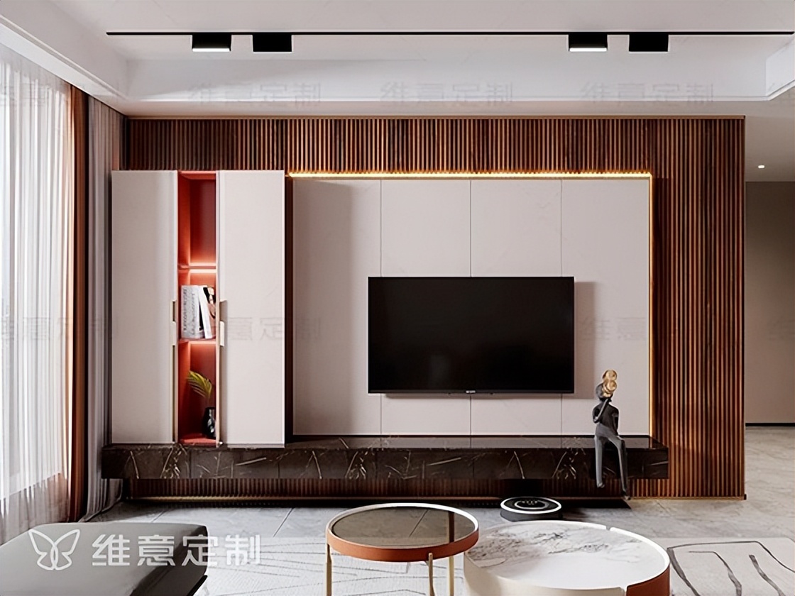 维意定制电视柜效果图,维意定制满墙电视柜