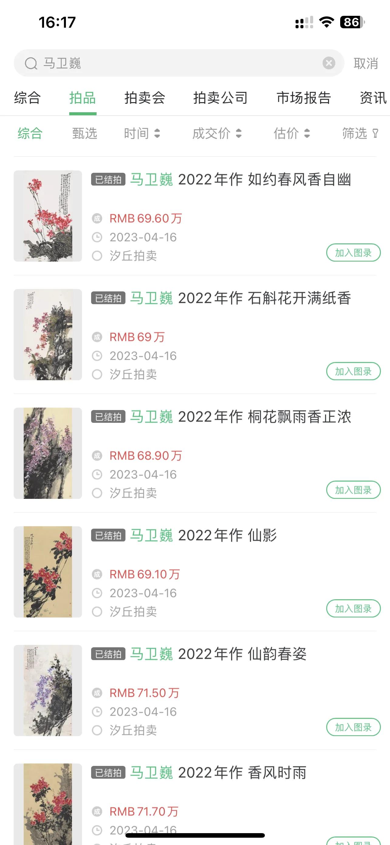 马卫巍书画作品价格,马卫巍蜀葵国画