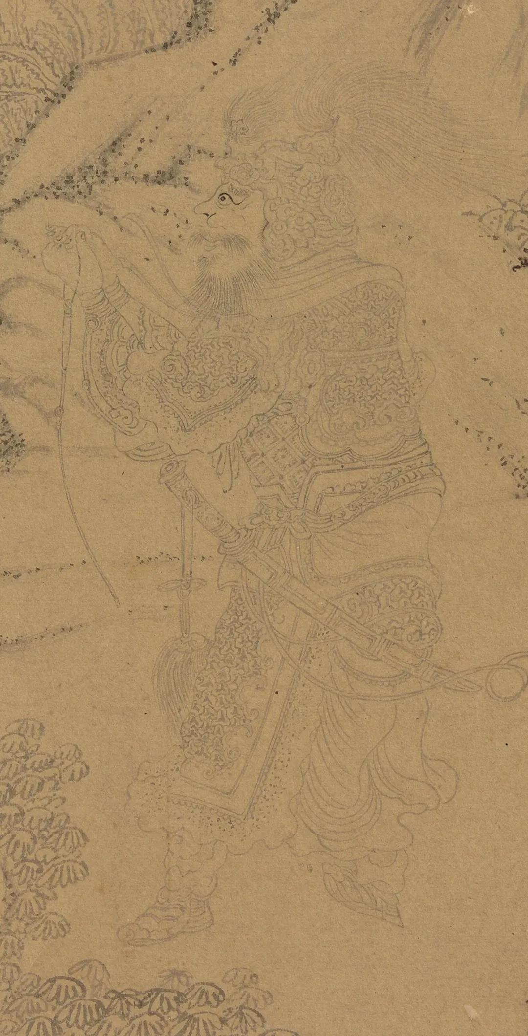 白描十八罗汉图片高清大图,清李公麟白描十八罗汉图