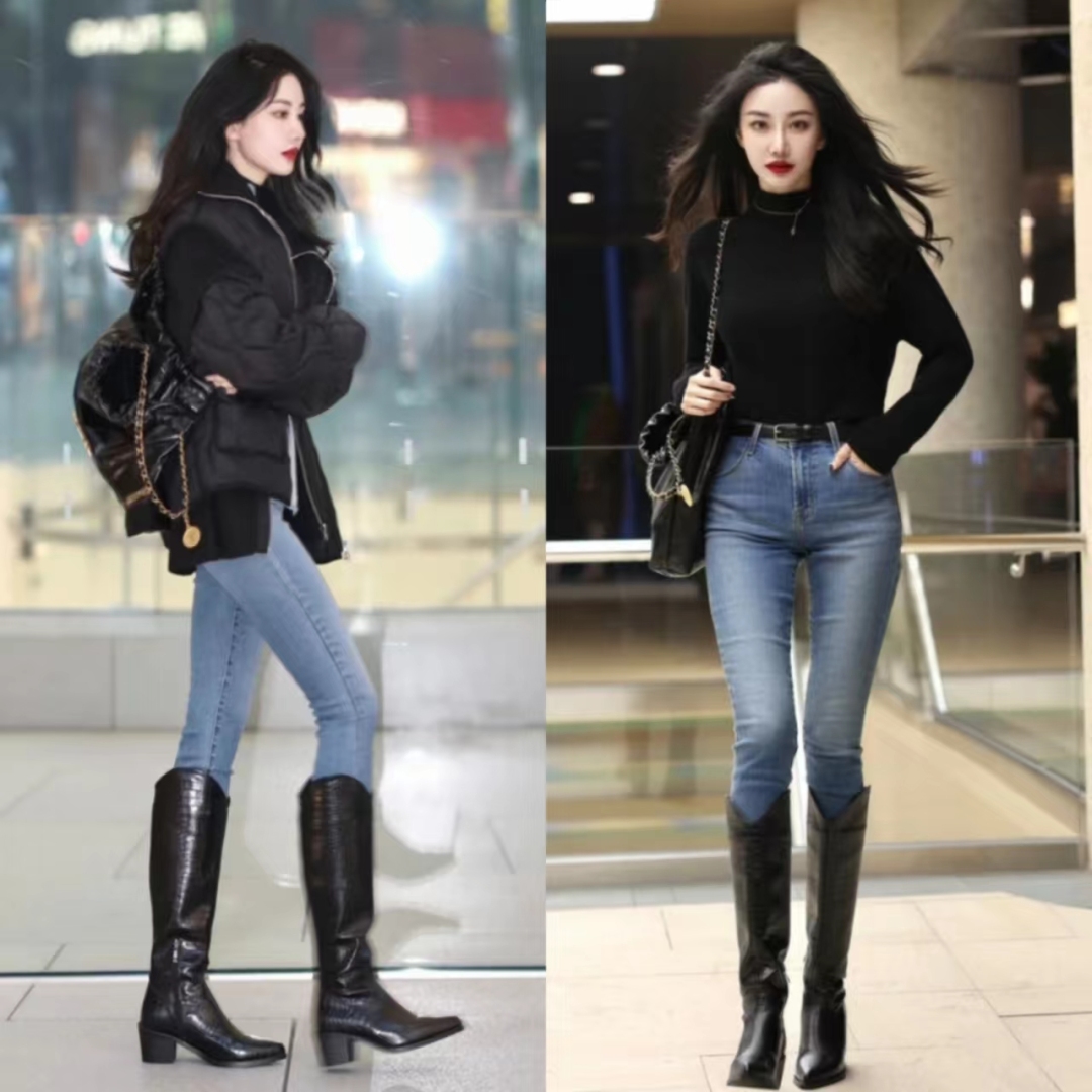 提臀紧身牛仔裤的搭配,腰瘦大腿粗紧身裤怎么搭