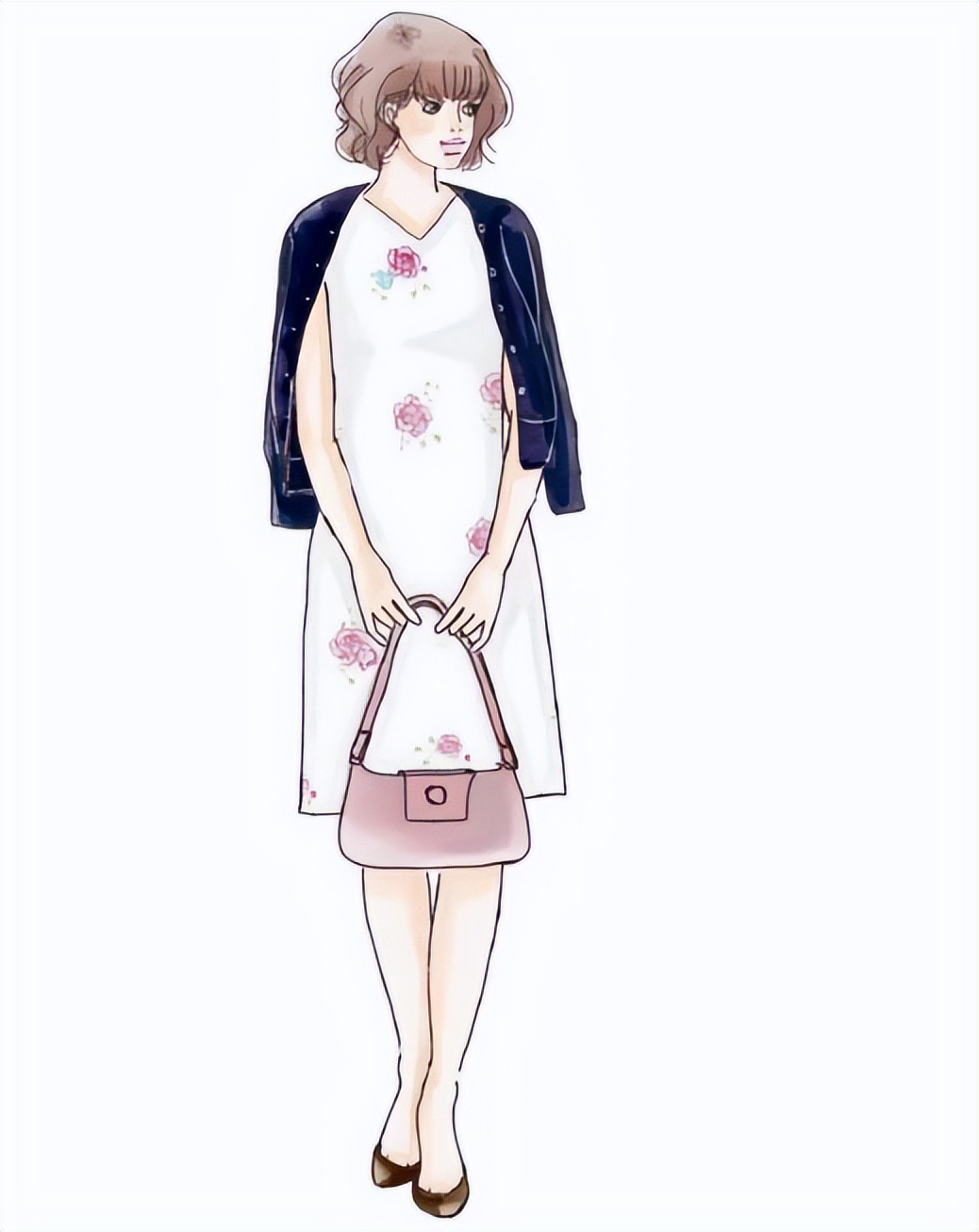 四种不同风格的穿搭手绘,日系手绘风格穿搭