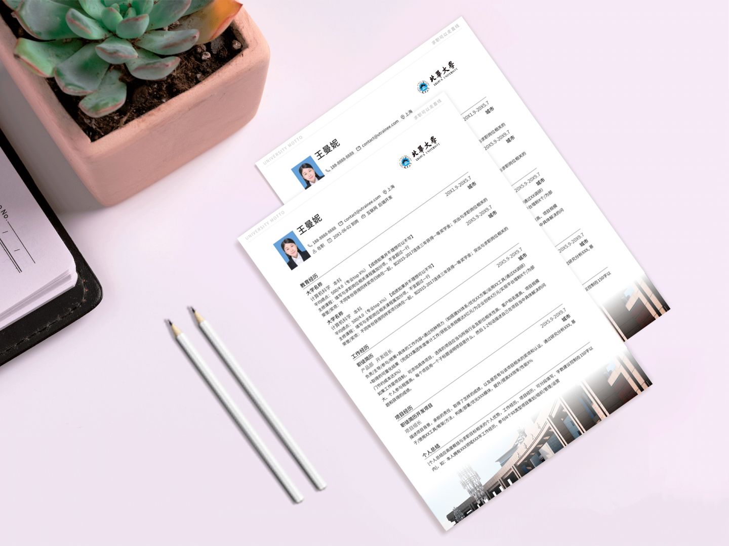 高校简洁简历模板,大学应届简历模板