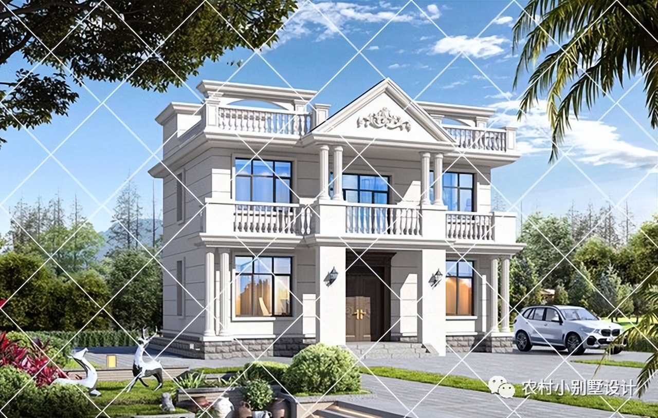 实用农村二层半平顶别墅图片,农村最流行的两层平顶别墅