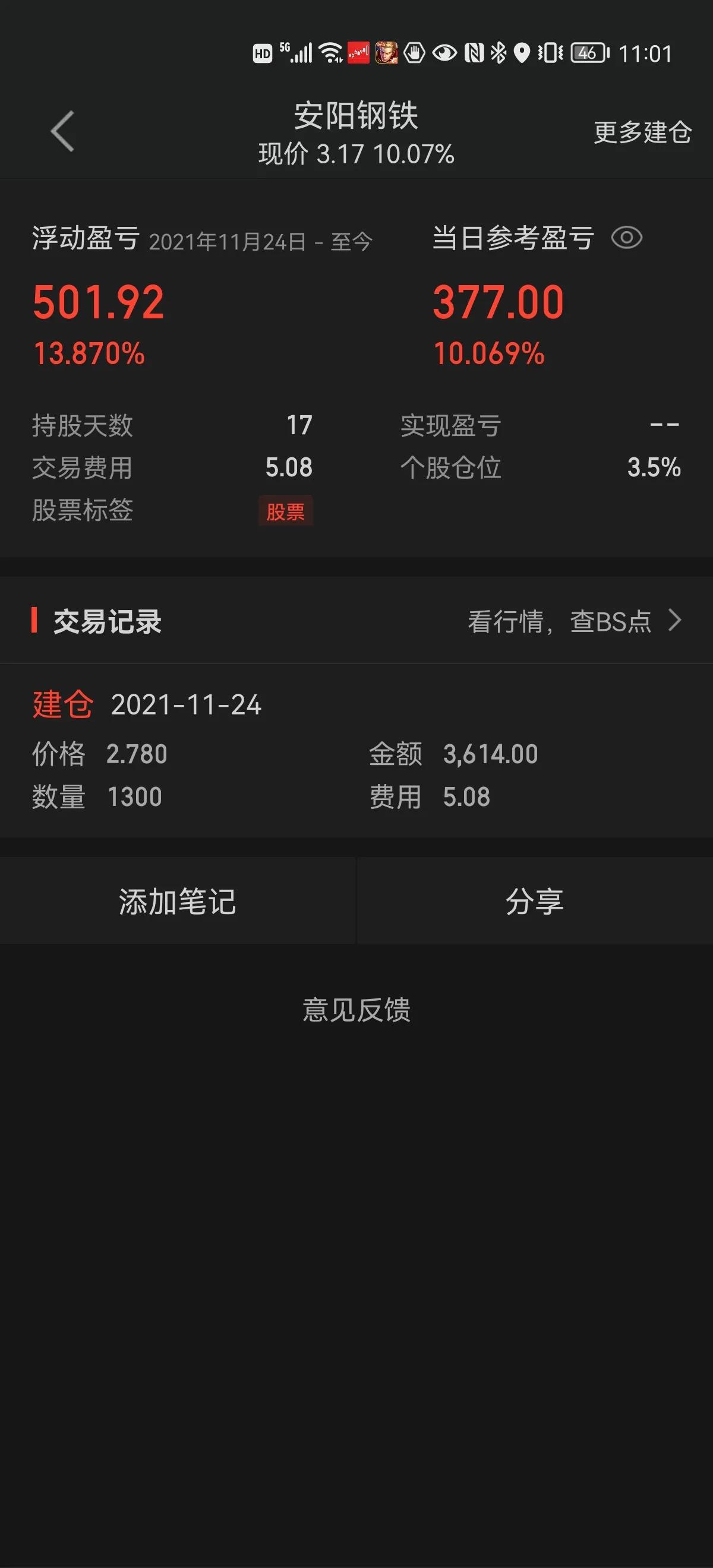 持仓股全面上涨，安阳钢铁涨停