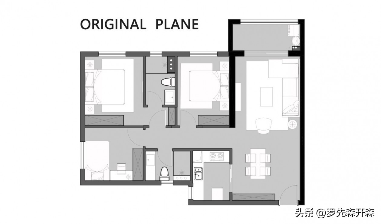 一人居简约卧室效果图,客厅装成卧室书房