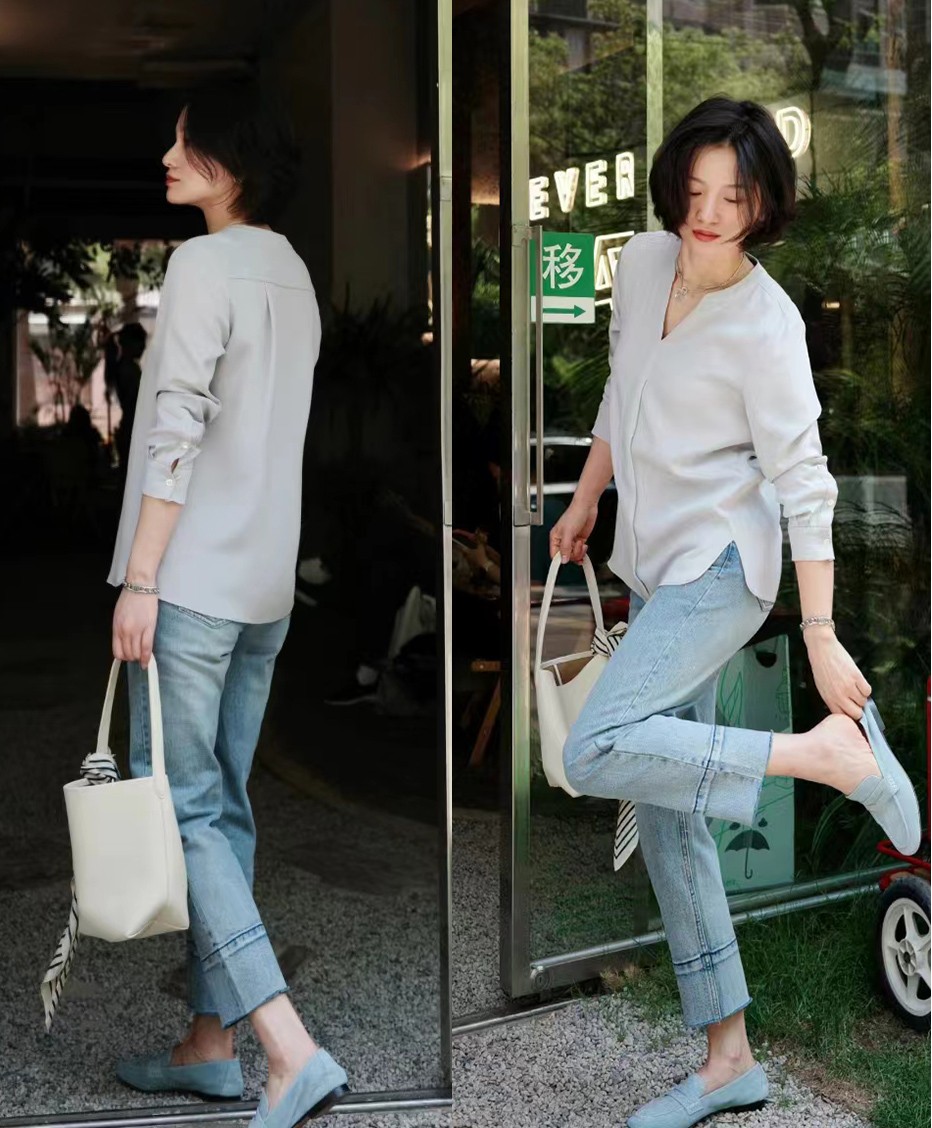 40岁女士气质高端穿搭夏季淡雅,40到50岁女人夏季拉链裙连衣裙