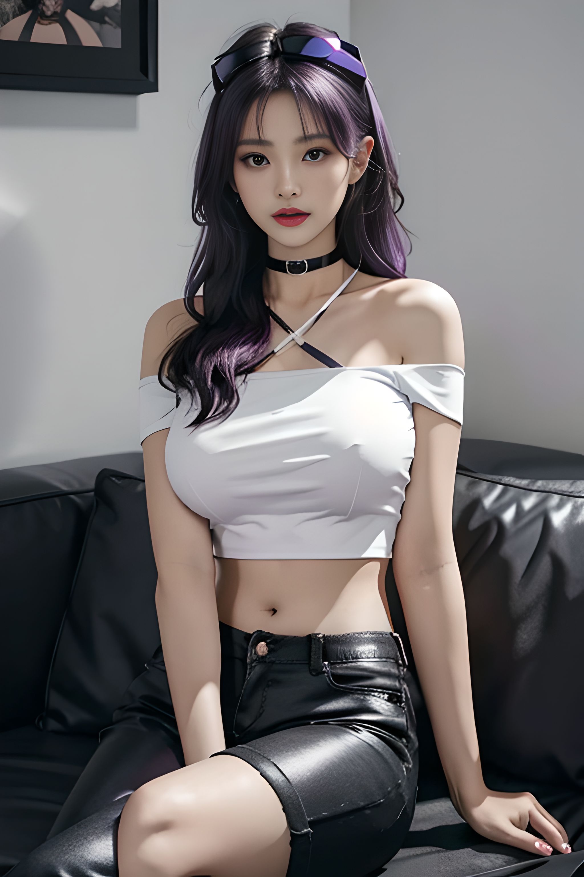 吊带上衣和紧身裤子拉丁舞服,黑色吊带背心蓝色紧身裤