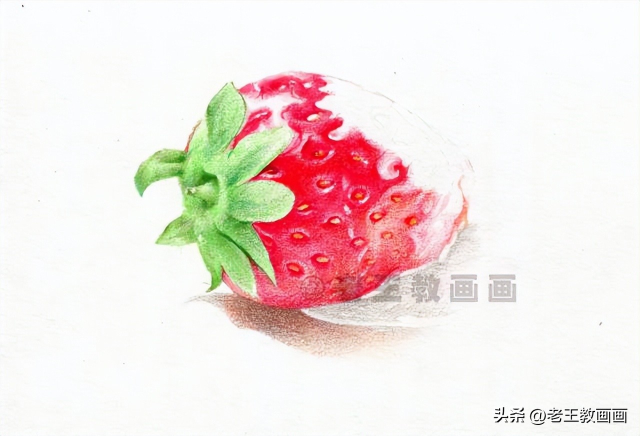 彩铅草莓素描画视频教程,水溶性彩铅画法步骤草莓