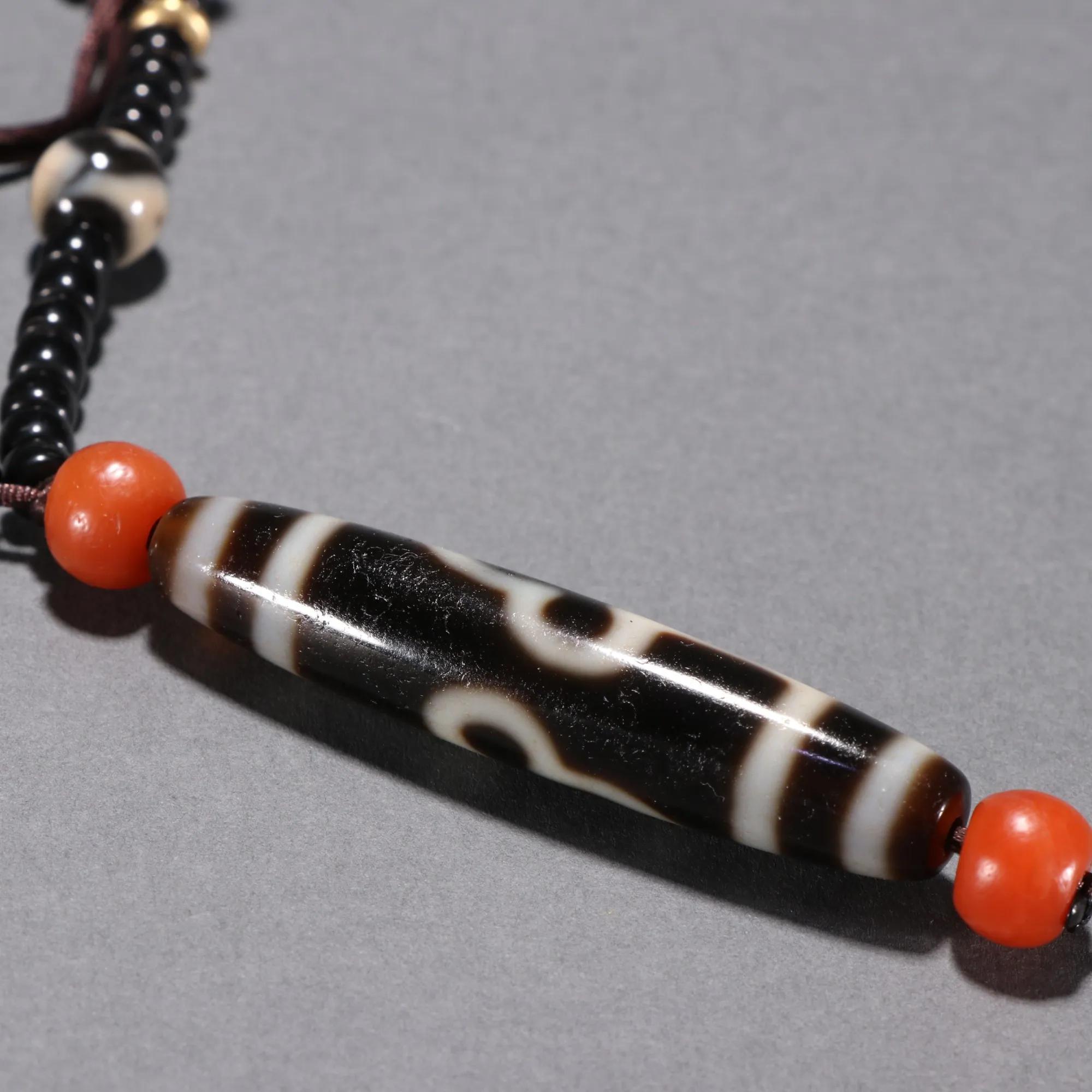 藏传虎牙玛瑙天珠款式,藏式天然玛瑙三眼算盘天珠