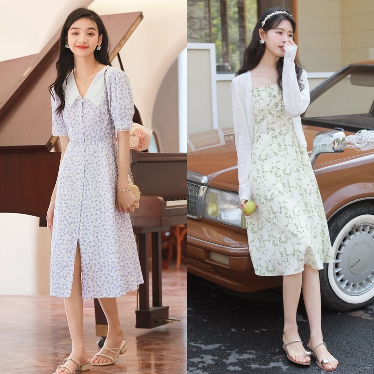 听说春天和碎花裙更配,夏天小碎花连衣裙搭配什么鞋子穿