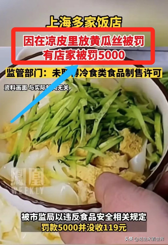 凉皮里面放点黄瓜丝居然被罚了,黄瓜和凉皮同时拌会罚款吗