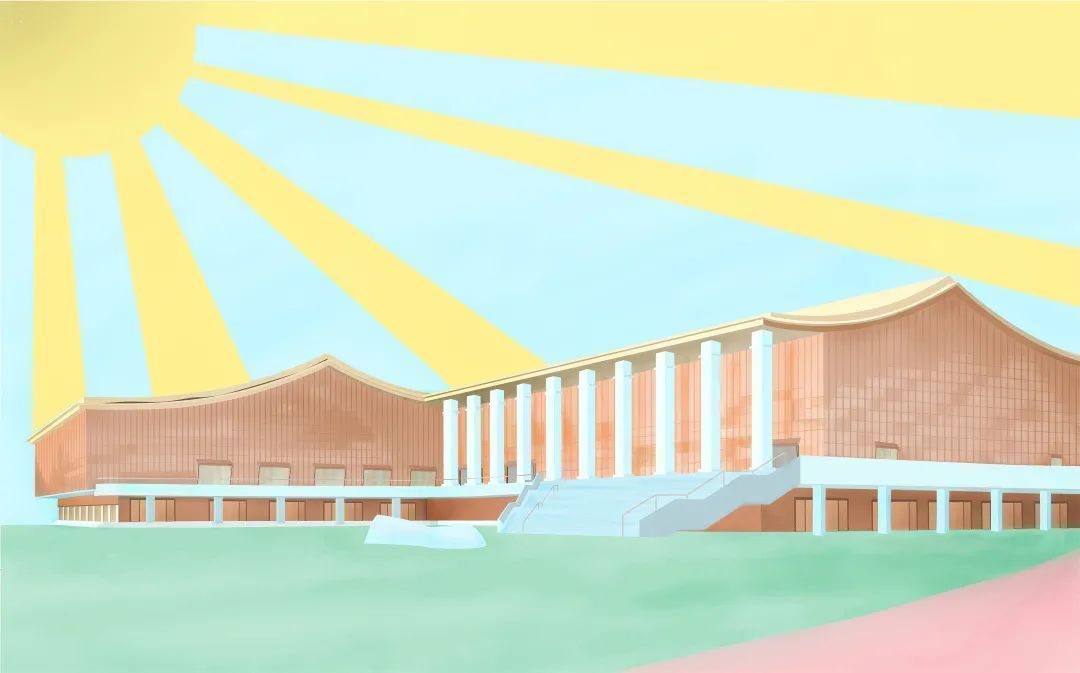 亚运场馆分布图手绘,亚运场馆创意绘画