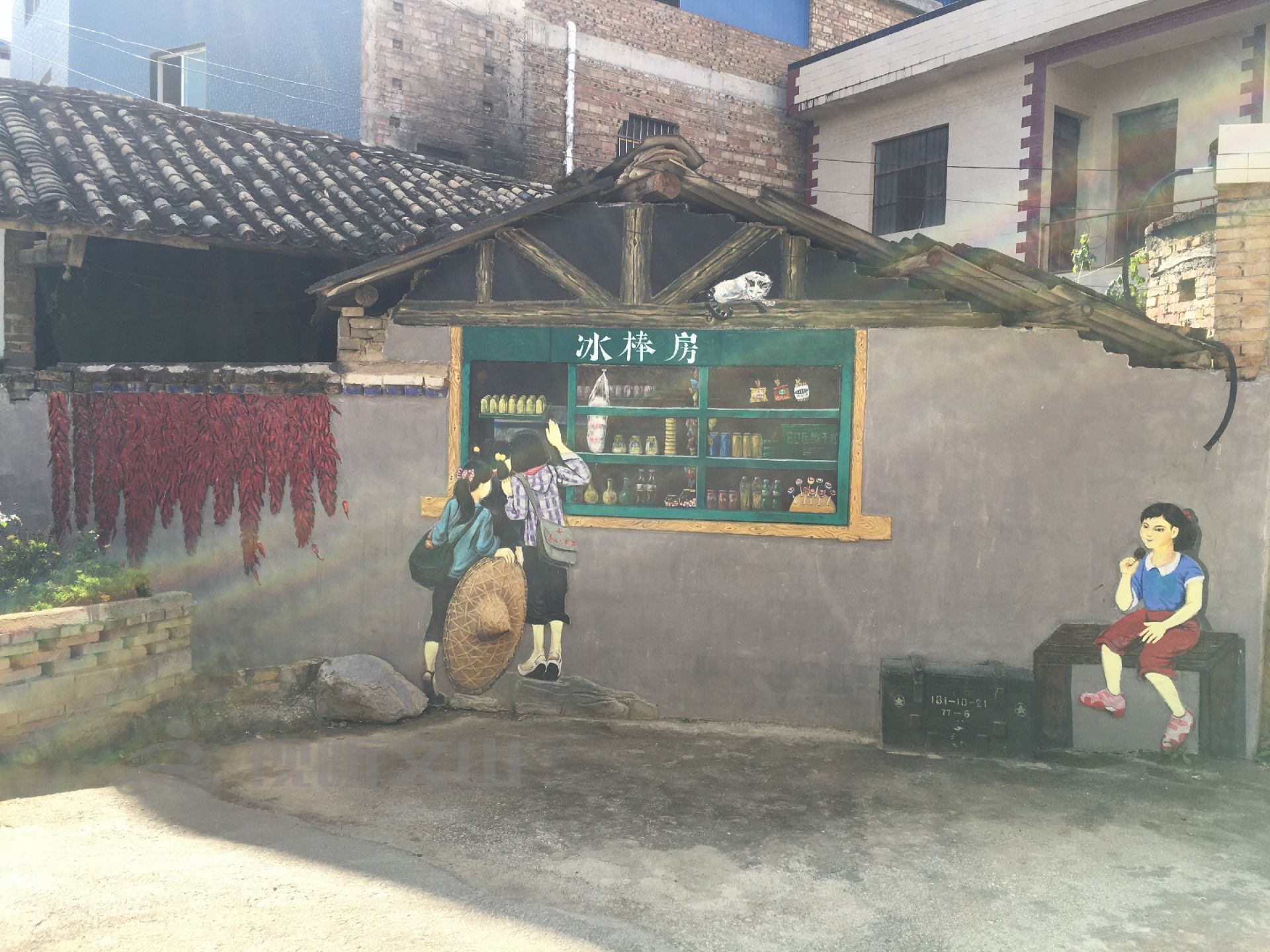 绿美乡村花箱彩绘,绿美文山绘画