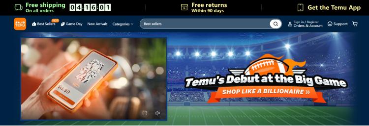 电商平台Temu亮相超级碗，推出新口号